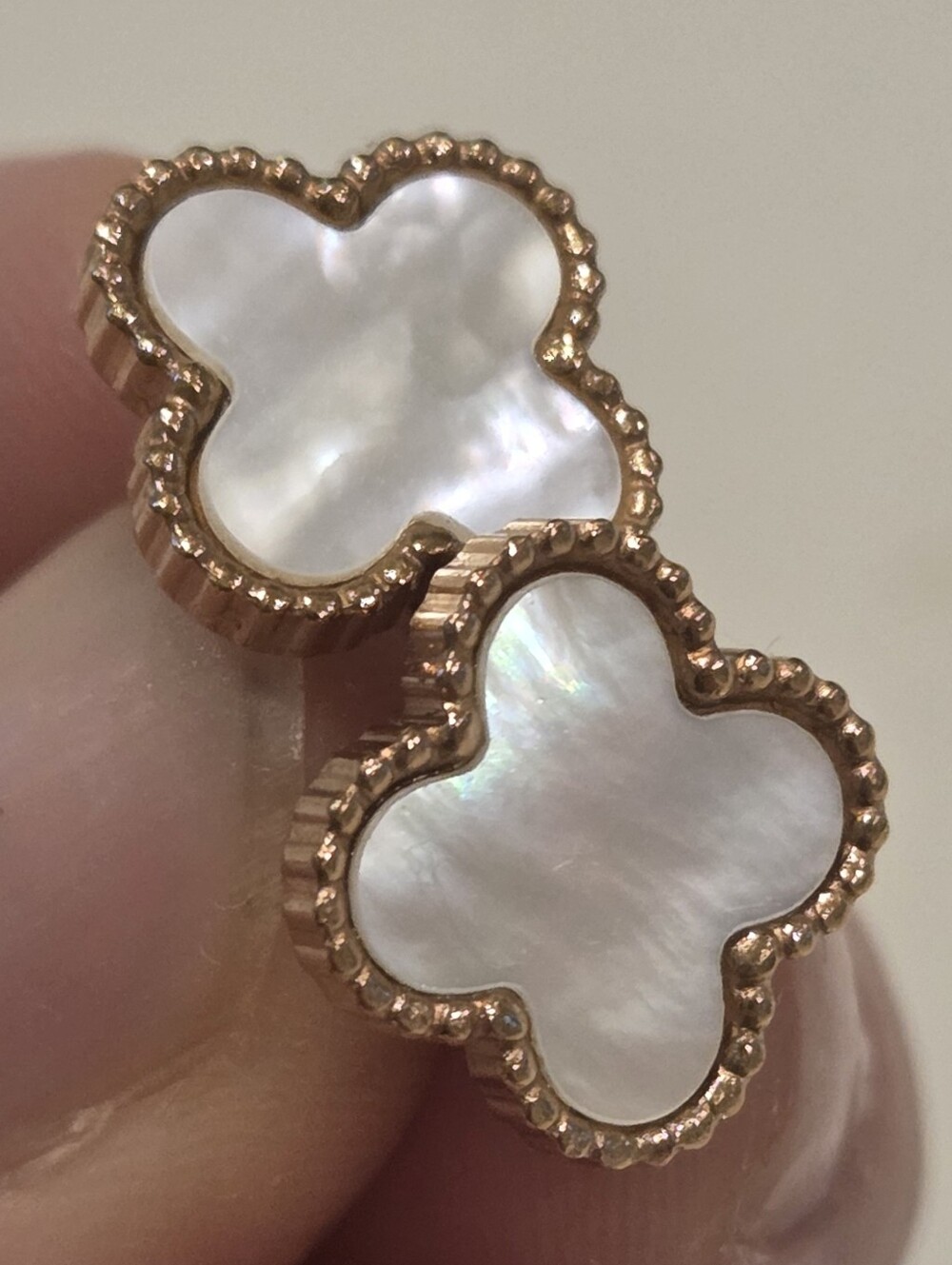Rose Gold Clover Mother-of-Pearl Stud Earrings